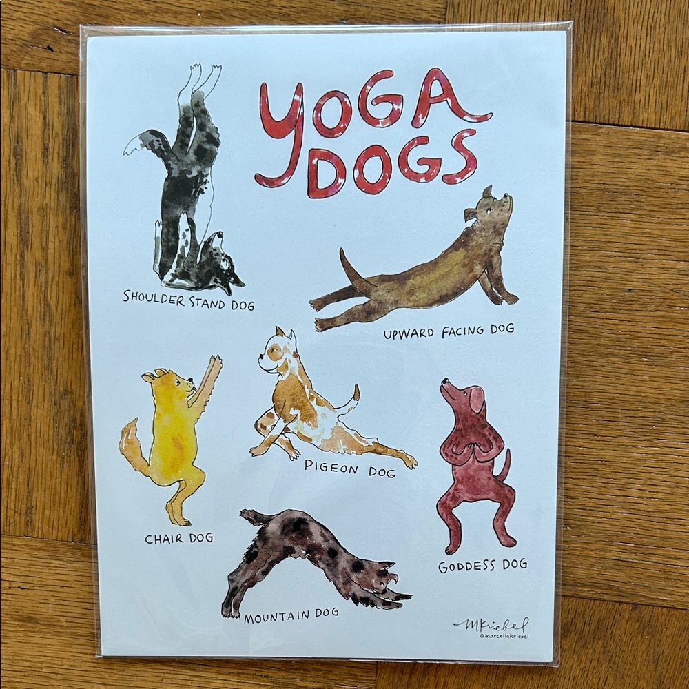 Yoga Dogs Watercolor Print